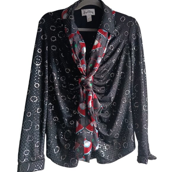 🛍️Vintage Ugly Christmas Scarf - 🎅Santa Holiday Stockings - Black & Red - Picture 5 of 6